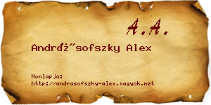 Andrásofszky Alex névjegykártya